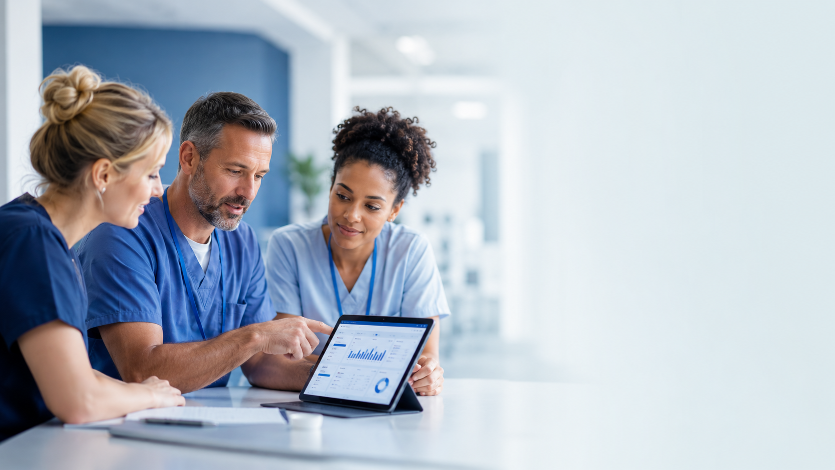 NHS clinicians reviewing monitoring insights together