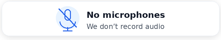 No microphones. We do not record audio.