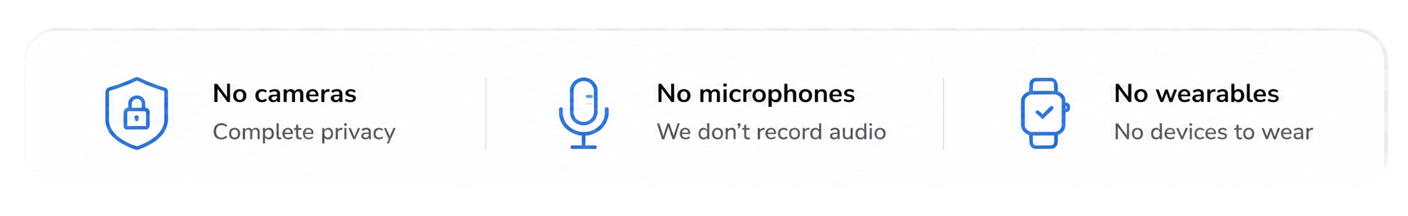 No cameras, no microphones, no wearables, privacy-first